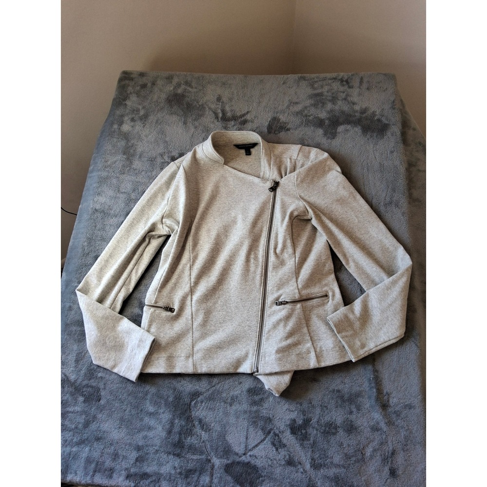 Banana Republic Womens Gray Knit Moto Jacket Asymmetrical Zip Size S